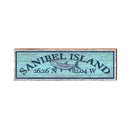 Sanibel Island Fish Tarpon Bay Explorers Blue Latitude Longitude | Real Wood Art Print