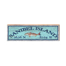 Sanibel Island Fish Blue Latitude Longitude | Real Wood Art Print
