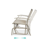 2 Seat Mesh Patio Loveseat Swing Glider Rocker with Armrests in Taupe