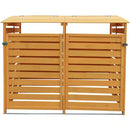 Outdoor Solid Wood Garbage Can Recycle Bin Storage Shed - Holds 2 Trash Bins