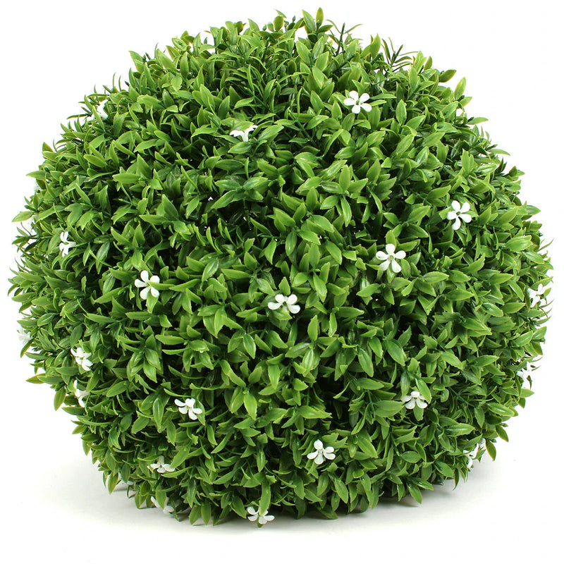 11" Medium White Flower Topiary Ball