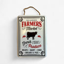 Farmers Market Wall Sign with Cow, Vintage Metal Kitchen Decor