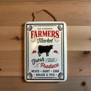 Farmers Market Wall Sign with Cow, Vintage Metal Kitchen Decor