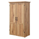 Drop Leaf Computer Desk Craft Table Armoire in Oak Wood Finish - Made in USA