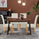 Set of 2 Beige Linen Button Tufted Dining Chair with Wood Legs