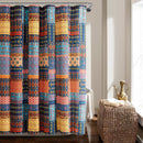 72-inch Navy Blue Orange Yellow Teal Boho Patchwork Polyester Shower Curtain