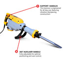 Tomahawk Electric Demolition Jack Hammer 35 lb 1500W 1-1/8" Hex Breaker for Concrete Asphalt Tile Removal Heavy Duty Jackhammer