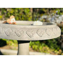 Lightweight Weathered Concrete Fiberglass Stone Birdbath - 22-inch Diameter