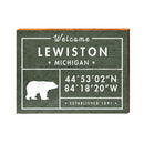 Lewiston, Michigan Bear Welcome Sign Lodge Green | Wall Art Print on Real Wood