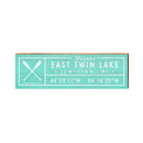 East Twin Lake | Lewiston, Michigan Oars Welcome Sign Teal | Wall Art Print on Real Wood