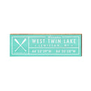 West Twin Lake | Lewiston, Michigan Oars Welcome Sign Teal | Wall Art Print on Real Wood