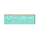 Little Wolf Lake | Lewiston, Michigan Oars Welcome Sign Teal | Wall Art Print on Real Wood