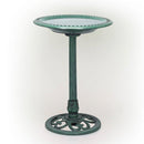 Outdoor Garden Bird Bath Bowl with Stand in Green Bronze Finish