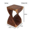 Haussmann Wood Twist End Table 15x15x23 in Height Cherry Oil