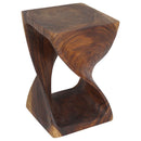 Haussmann Wood Twist End Table 15x15x23 in Height Walnut Oil