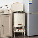 8 Gallon Elevated Trash Kitchen Can with Lid and Storage Shelf in Cream