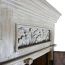 Floral Carved Vintage Door Distressed White Narrow Armoire