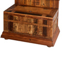 Farmhouse Teak Wood Narrow Hall Tree With Storage And Mirror