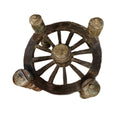 Ox Cart Wheel Mid Century Antique Solid Wood Coffee Table With Glass