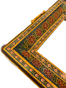 Vintage Hand Painted Lattice Metal Tray With Mirror