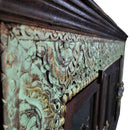 Farmhouse Style Carved Frame Sideboard 4 Glass Doors