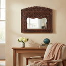 Elegant Handcarved Solid Wood 36" Wide Victorian Style Vanity Mirror