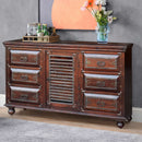 Eclectic Solid Wood Brown Bedroom Dresser Metal Accents