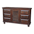 Eclectic Solid Wood Brown Bedroom Dresser Metal Accents