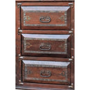 Eclectic Solid Wood Brown Bedroom Dresser Metal Accents