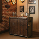 Ranch Style Rustic Wood And Metal 60 in.  Wide Serving Bar Cabinet