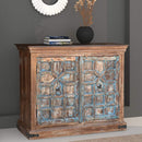 Farmhouse Vintage Teak Solid Wood 2-Door Storage Cabinet