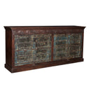 Farmhouse Country Style Aged Solid Wood 4 Doors Sideboard Cabinet