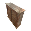 Distressed Carved Reclaimed Solid Wood 2-Door Storage Cabinet