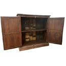 Distressed Carved Reclaimed Solid Wood 2-Door Storage Cabinet
