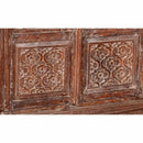 Distressed Carved Reclaimed Solid Wood 2-Door Storage Cabinet