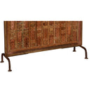 Farmhouse Carved Wood Panel On Metal Stand