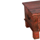 Carved Distressed Red Chest Coffee Table