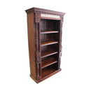 Eclectic Carved Solid Wood Bookcase Tile Accents