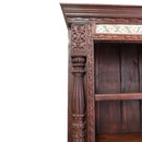 Eclectic Carved Solid Wood Bookcase Tile Accents