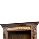Eclectic Carved Solid Wood Bookcase Tile Accents