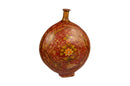 Antique Hand Painted Leather Water Carrier Repurpoaed Vase