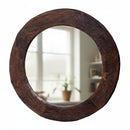 Country Style Vintage Wagon Wheel Upcycled 47" Round Rustic Mirror