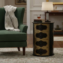 Elegant Solid Wood Round Chest Of Drawers With Brass Accents End Table