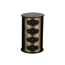 Elegant Solid Wood Round Chest Of Drawers With Brass Accents End Table