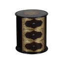 Elegant Solid Wood Round Chest Of Drawers With Brass Accents End Table
