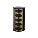 Round Chest Of Drawers With Brass Accents End Table