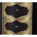 Elegant Solid Wood Round Chest Of Drawers With Brass Accents End Table