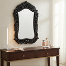 Hand Carved Wooden Floral Lattice 25 in. Tall Vanity Mirror