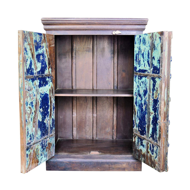 Antique Arched Solid Teak Wood 2 Door Storage Cabinet
