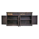 Reclaimed Teak Wood 4 Door Sideboard Cabinet With Drawers And Nail Heads